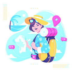 Wall Mural - beauty tourist character illustration design