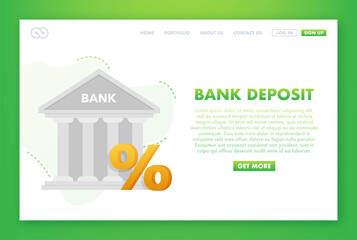 Poster - bank deposit and percent sign. online banking. business financial investment. vector stock illustrat