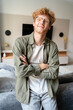 © Stock 4 You - Young ginger irish man in glasses crossing hands on chest portrait