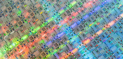 Poster - colorful Semiconductor wafer disk made of silicon