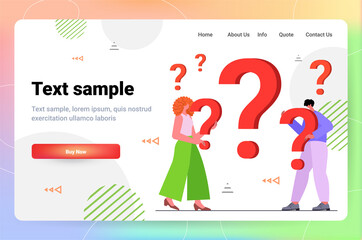Poster - frustrated people with question marks support center frequently asked questions concept