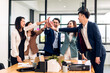 © Art_Photo - Successful of group professional business people to win of celebrating project success.Creative business giving hi five good teamwork together at office