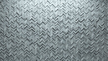 Herringbone, Futuristic Wall Background With Tiles. 3D, Tile Wallpaper With Polished, Concrete Blocks. 3D Render