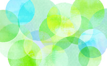透明水彩タッチの緑色の円形背景