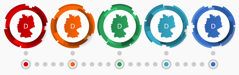 Leinwandbilder - Map of Germany concept vector icon set, flat design pointers, infographic template