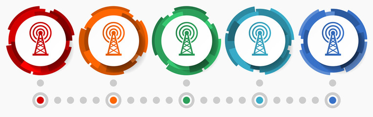 Poster - Antenna, wireles communication concept vector icon set, flat design pointers, infographic template