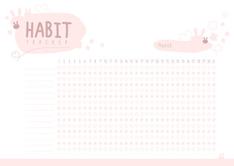 Wall Mural - habit tracker monthly planner blank template