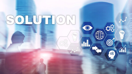Wall Mural - business solutions, success and strategy concept. structuring virtual diagram of business process wi