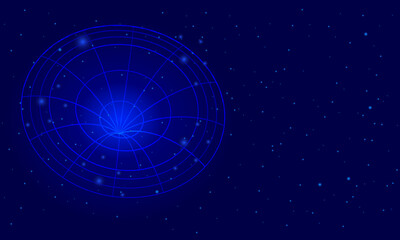 Poster - Planet with stars . Abstract 3d geometric technology background . 