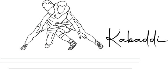 Kabaddi Vector, Kabaddi logo, sketch drawing of indian game kabaddi player, line art illustration silhouette of kabaddi game