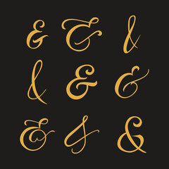 Poster - Typography script ampersand. Flourish lettering element for wedding invitation, poster, card. Decorative hand drawn symbol. Vector illustration