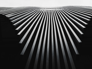 Poster - Architecture details Exterior facade line Curve Steel pattern Black and white