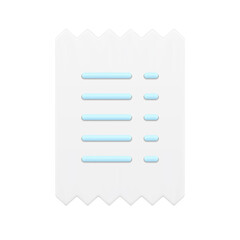 Poster - White paper check blank ragged financial banking order payment document 3d icon template vector