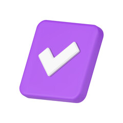 Poster - Violet done checkbox diagonal placed check mark square button isometric 3d icon vector illustration