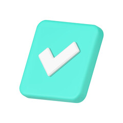 Poster - Isometric green square checkmark positive vote successful agreement checkbox 3d icon template vector