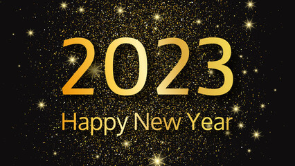 2023 Happy New Year gold background