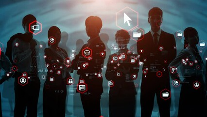 Aufkleber - Business and technology concept. Communication network. Data analysis. Management strategy. Digital transformation.