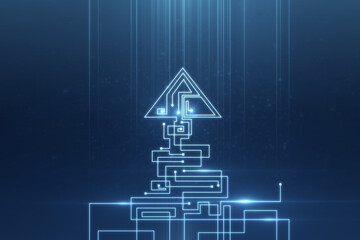 Poster - Abstract digital texture with maze arrow. Technology, data and growth concept. 3D Rendering.