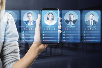 Poster - CV online to choose the perfect employee for business. Modern technologies for simplifying the human resources system. HR (human resources) 