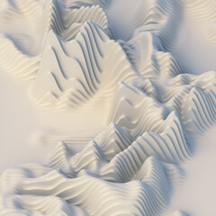 Leinwandbilder - Fantastic composition of white wavy stripes. Modern 3d rendering cover design. Abstract digital illustration background