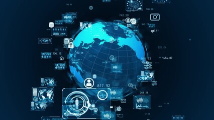 Aufkleber - Global communication network concept. Digital transformation.
