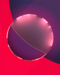 Poster - Abstract geometric shape with a luminous ring in the center. 3d rendering graphic concept. Digital illustration