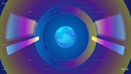 Poster - digital earth point line surface future space technology sense hologram vector scene