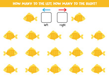 Left Or Right With Cute Yellow Fish. Logical Worksheet For Preschoolers.