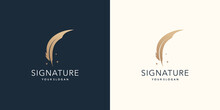 Inspiration Quill Feather Logo Template. Signature Quill Design Vector For Business Of Company Name.