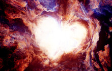Fantasy Heart Shape In Abstract Magical Nebula