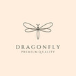 dragonfly icon line art logo vector symbol illustration design