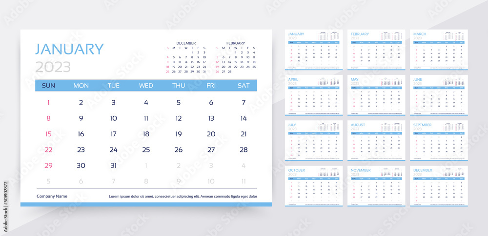 Calendar For 2023 Year Planner Calender Template Week Starts Sunday Yearly Organizer With 12 Calendar For 2023 Year Planner Calender Template Week Starts Sunday Yearly Organizer With 12
