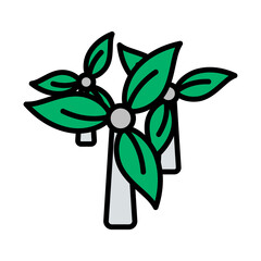 Sticker - Wind Mill With Leaves In Blades Icon