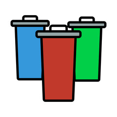 Sticker - Garbage Containers With Separated Trash Icon