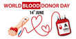June blood donor day text and icon