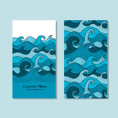 Fotomurali - Business cards design. Sea waves background
