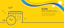 Calendar Time Line Icon. Abstract Yellow Background. Clock Sign. Watch Symbol. Minimal Calendar Time Line Icon. Wave Banner Concept. Vector