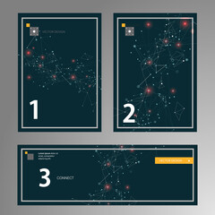 Aufkleber - Cover template connect line art style on black background. Modern background. Creative Vector pattern. Business marketing concept