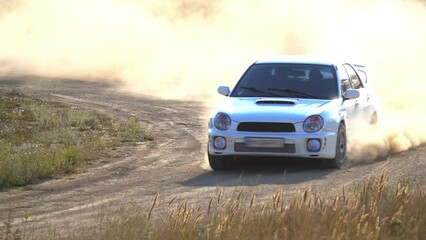 Wall Mural - Sharp Turn in a Car Rally. Slow Motion