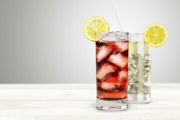 Canvas Print - Spring or summer refreshing cold cocktail with berries, lemonade