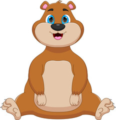 Wall Mural - cartoon cute baby bear on white background