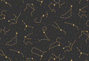 seamless pattern with zodiac signs for banners, cards, flyers, social media wallpapers, etc.