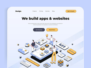 Aufkleber - modern isometric design concept of design agency for website and mobile website. landing page templa