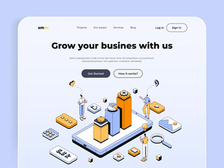 Poster - modern isometric design concept of social media marketing for website and mobile website. landing pa