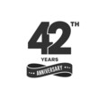 42 years anniversary logo with black color for booklet, leaflet, magazine, brochure poster, banner, web, invitation or greeting card. Vector illustrations.