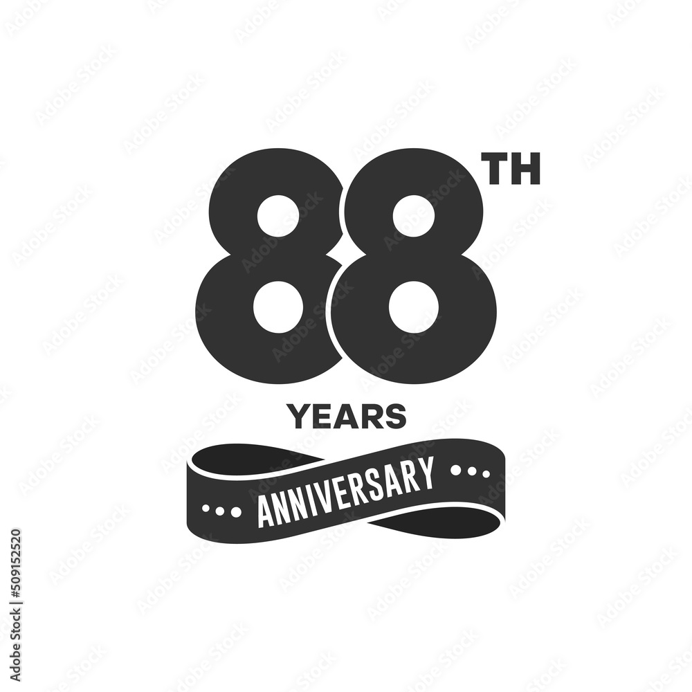 88 years anniversary logo with black color for booklet, leaflet ...