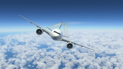 Wall Mural - Comercial airplane flying over the clouds