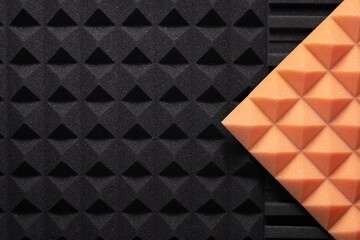 Acoustic soundproof foam wall background texture. Sound isolation material in studio