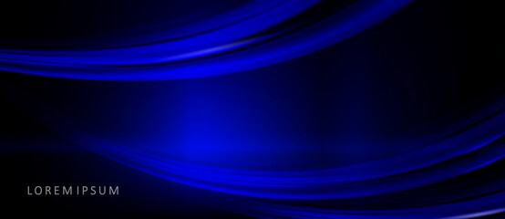 Wall Mural - Abstract blue waves with glitter effect on black background