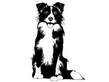 Dog Silhouette Drawing Vector. 